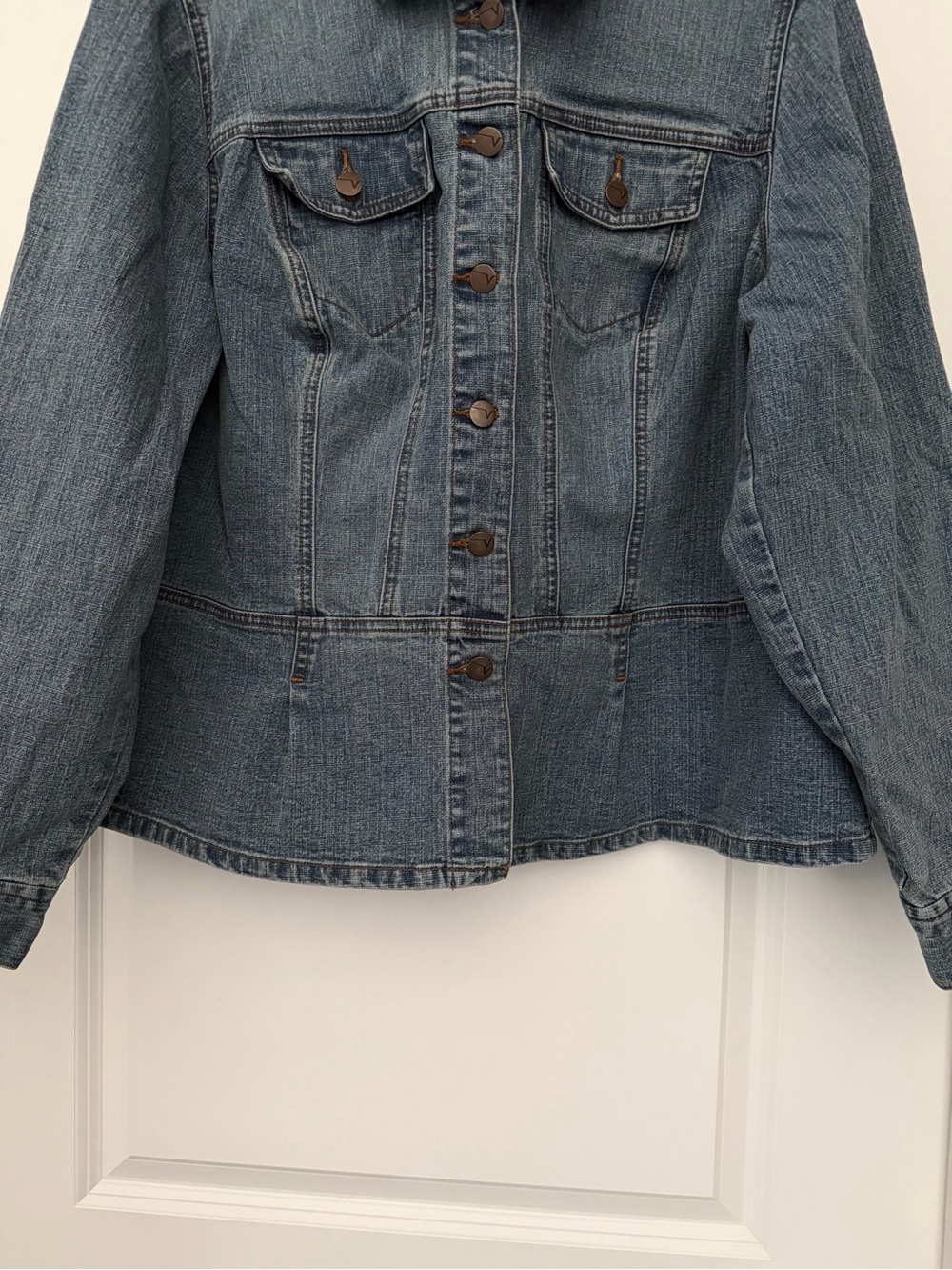 Venezia Jean Jacket Size 18/20 Medium Wash Plus Size Full Button Front Stretch - Picture 3 of 10